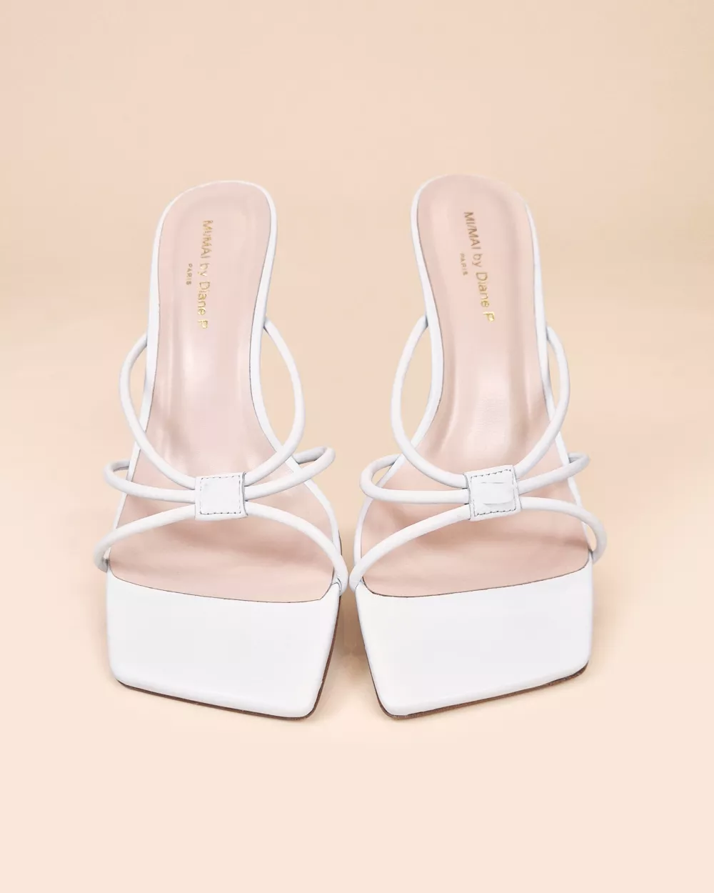 Thira White Strappy Mules with Interchangable Accessories