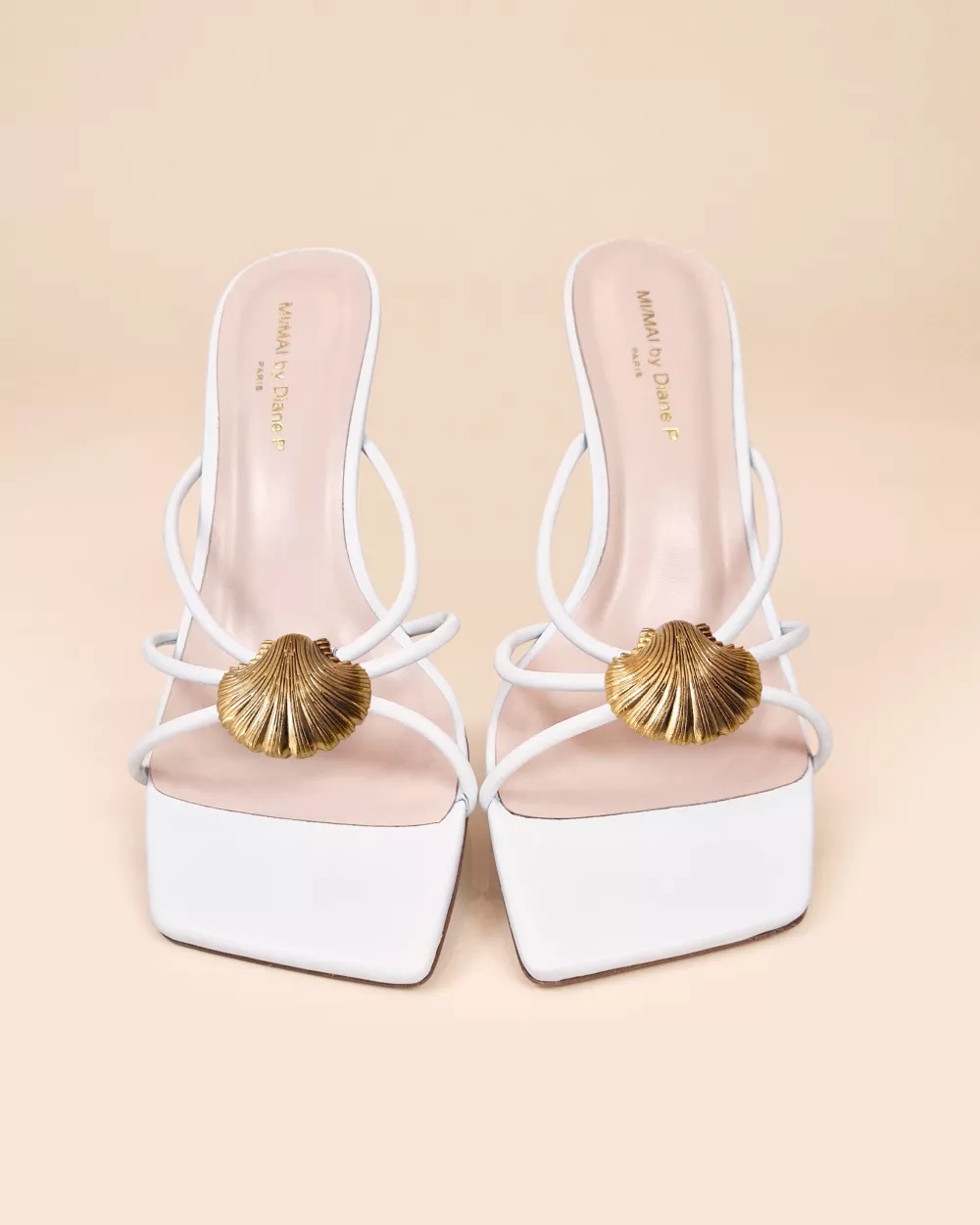 Thira White Strappy Mules with Interchangable Accessories