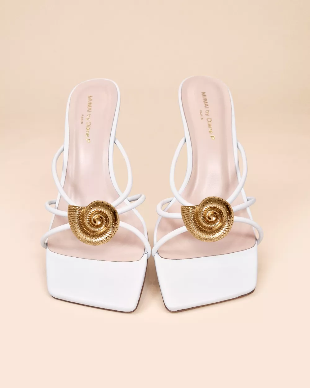 Thira White Strappy Mules with Interchangable Accessories