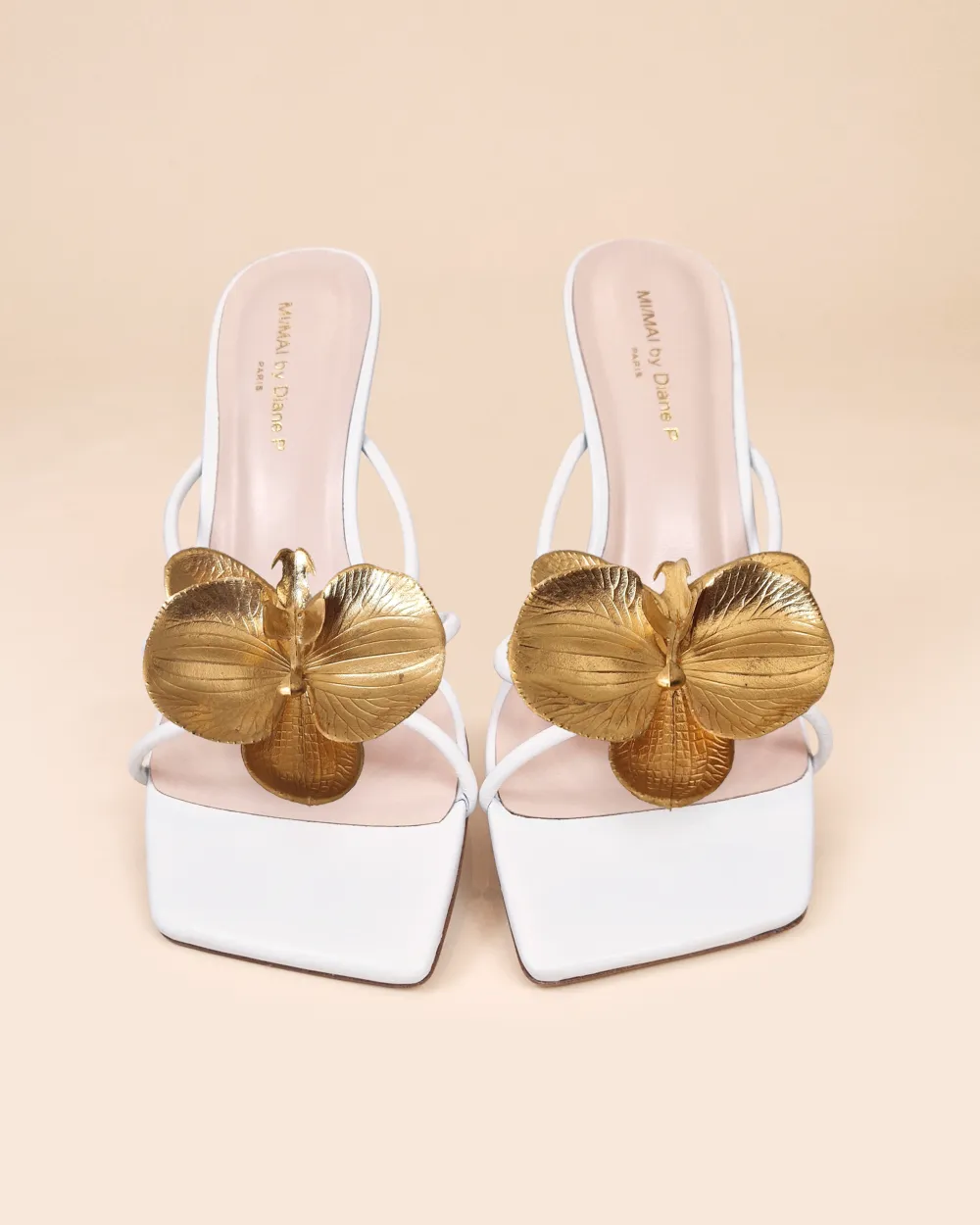 Thira White Strappy Mules with Interchangable Accessories