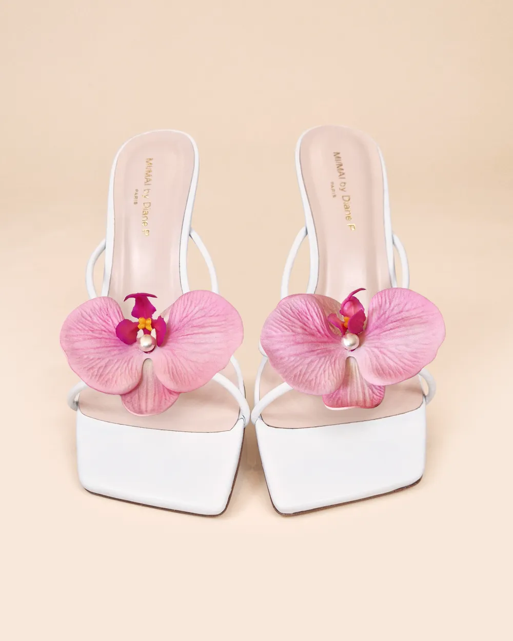 Thira White Strappy Mules with Interchangable Accessories