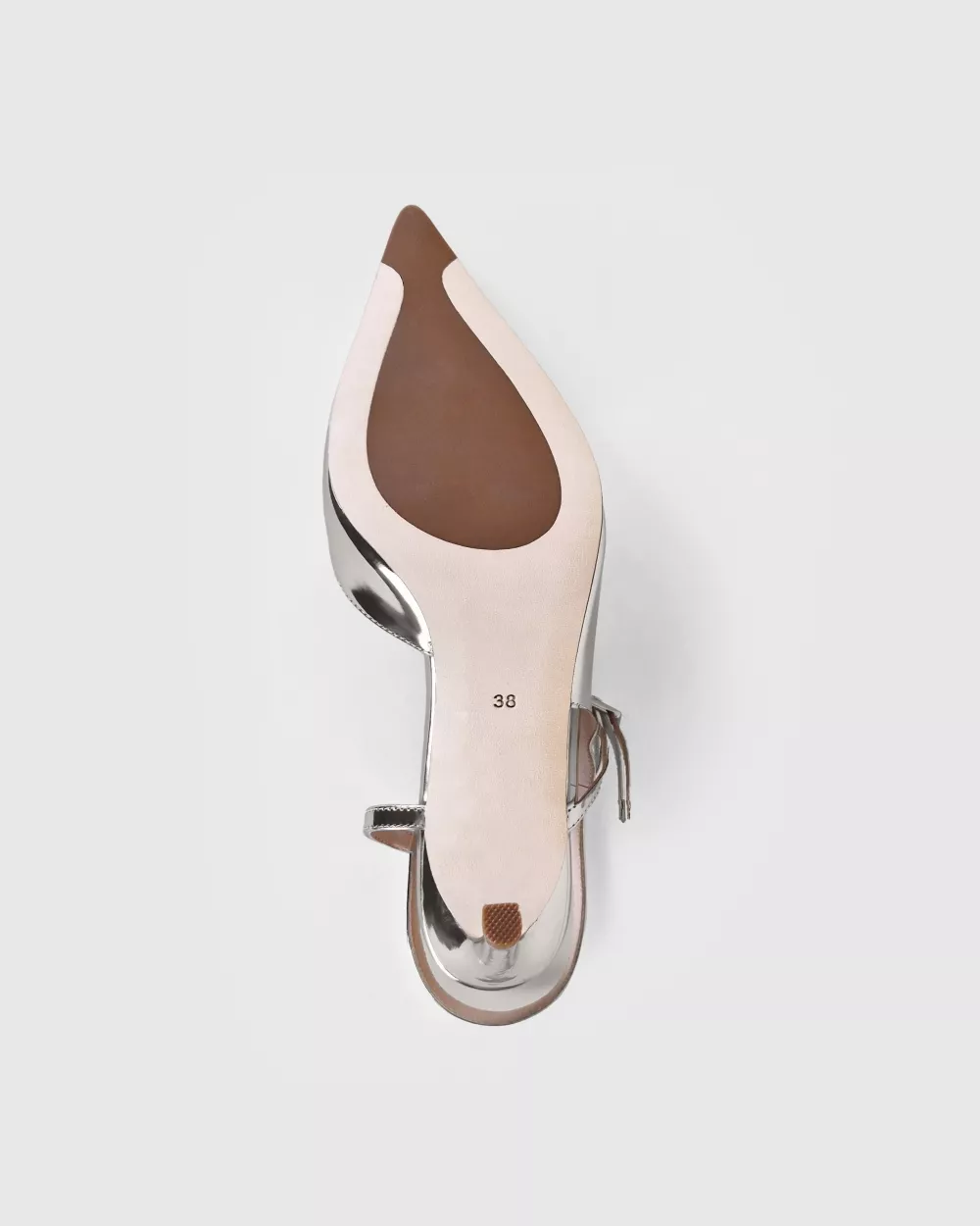 Slingback stiletto with pointed toe and silver leather strap Emy Silver Mirror