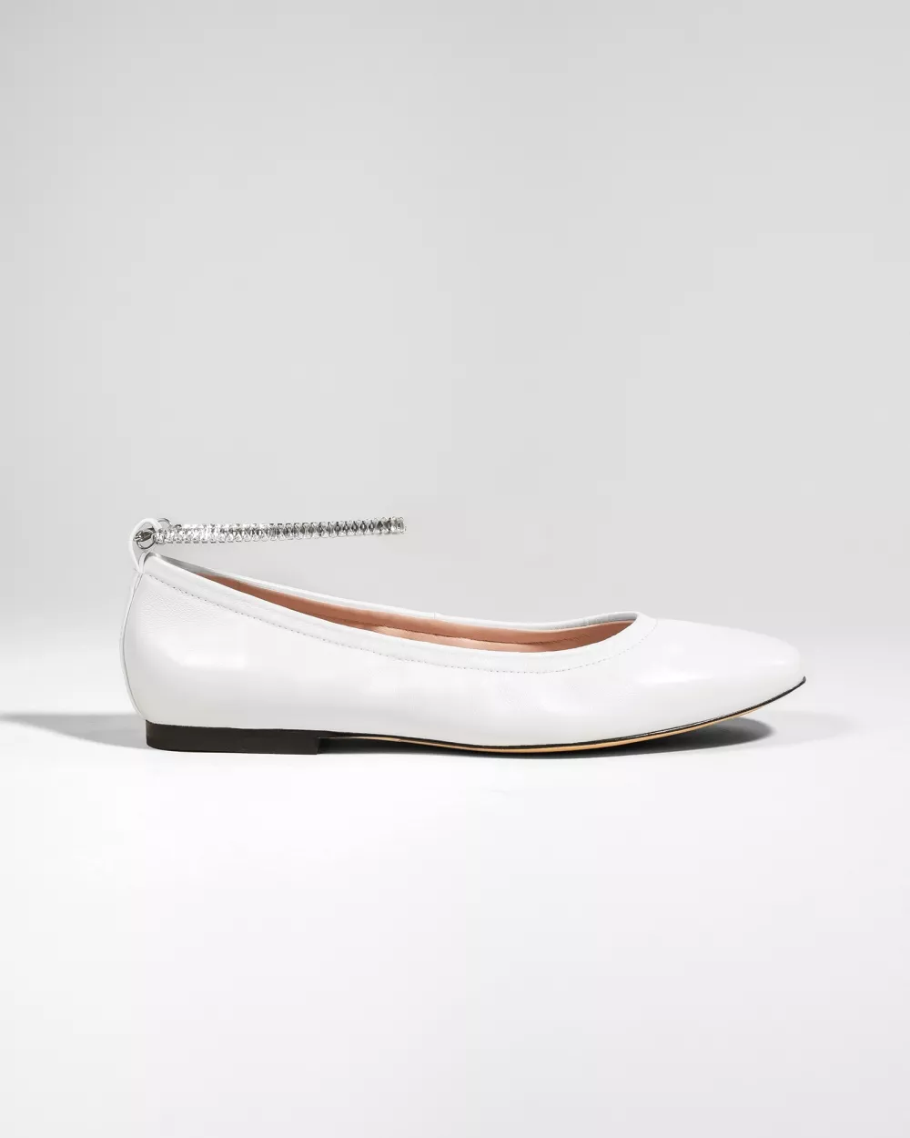 Ballerines à chaines amovibles dorée ou à cristaux Frida White