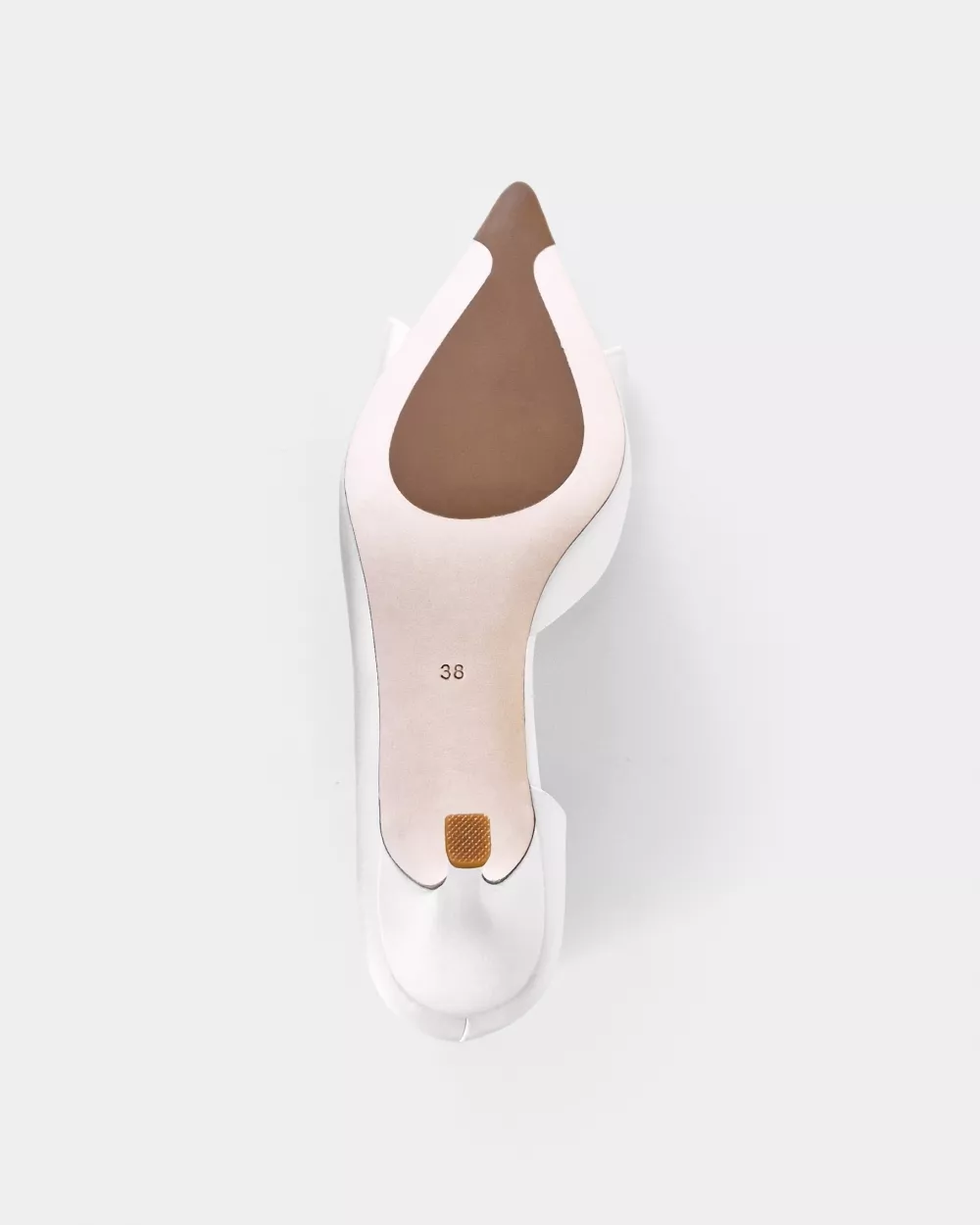 Pointy Pumps in white leather with bow and crystal ornaments Iris White Leather