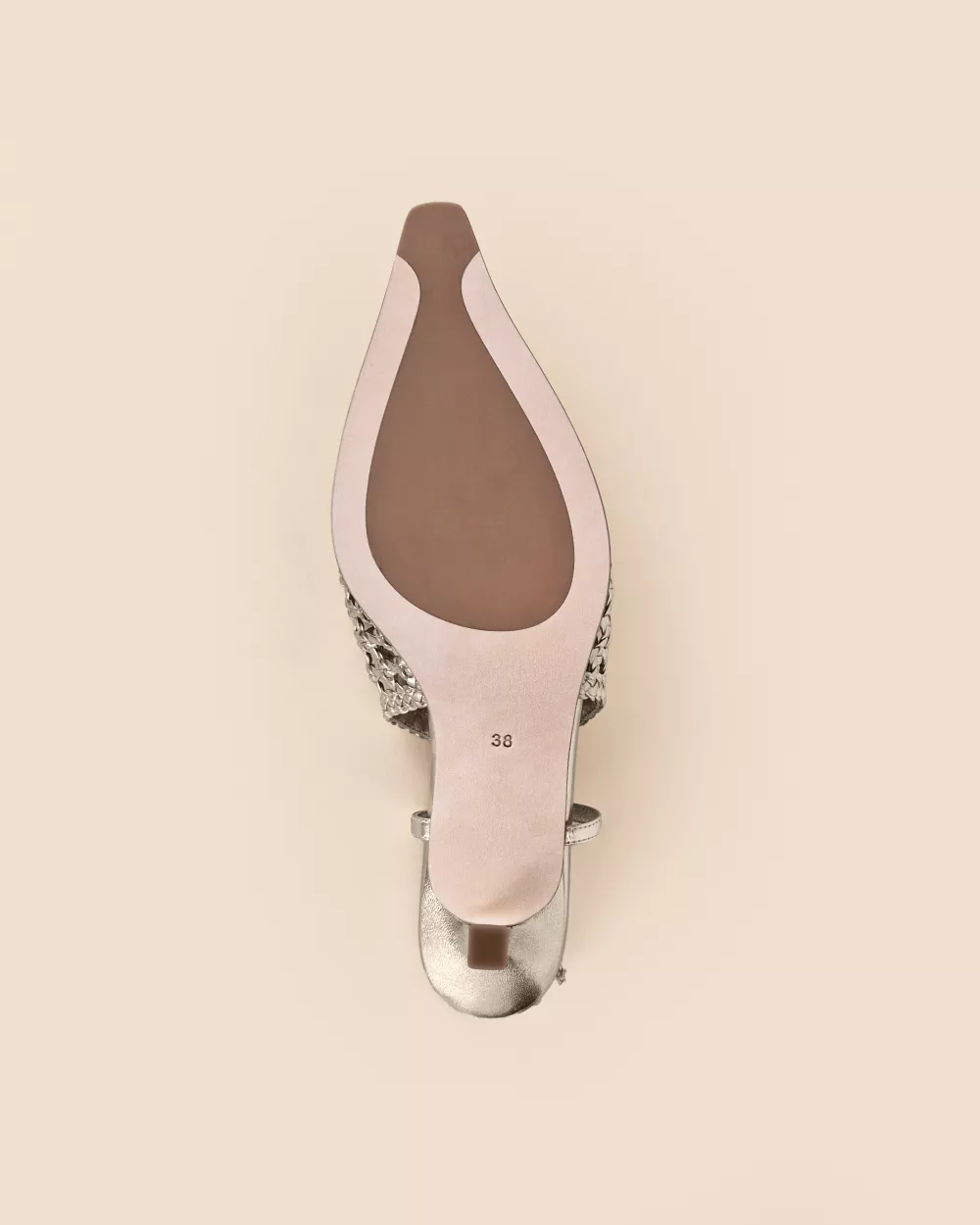 Slingback stiletto in woven gold faux leather with small heel Marina Woven Gold