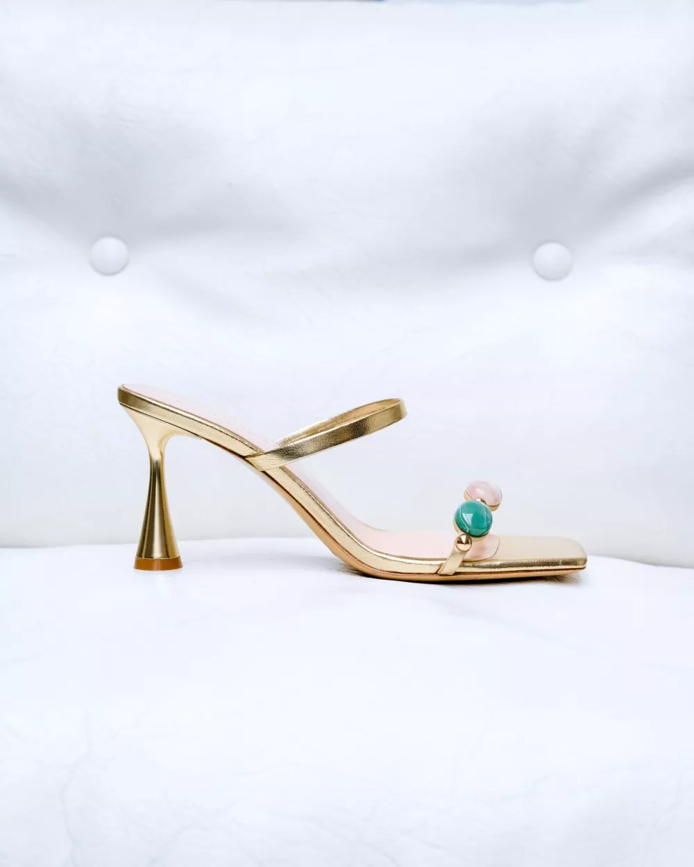 Naxos Gold Mules with Multicolored Cabochons
