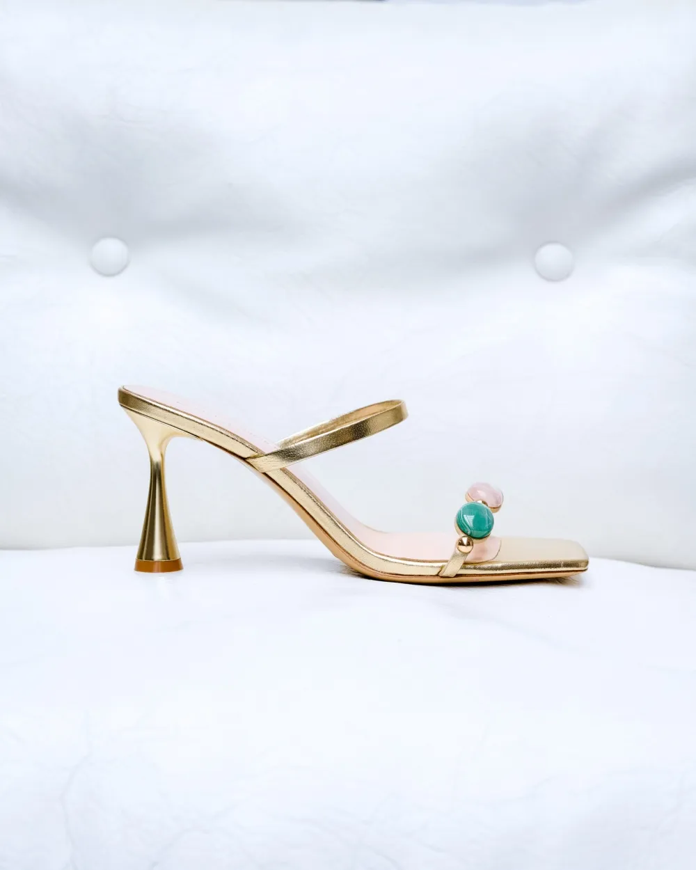 Naxos Gold Mules with Multicolored Cabochons