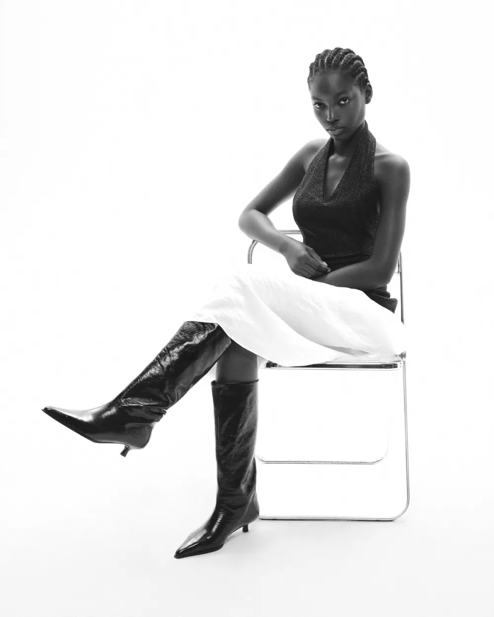 LOW-HEELED BOOTS WITH POINTED TOES VIVIENNE CRINKLED