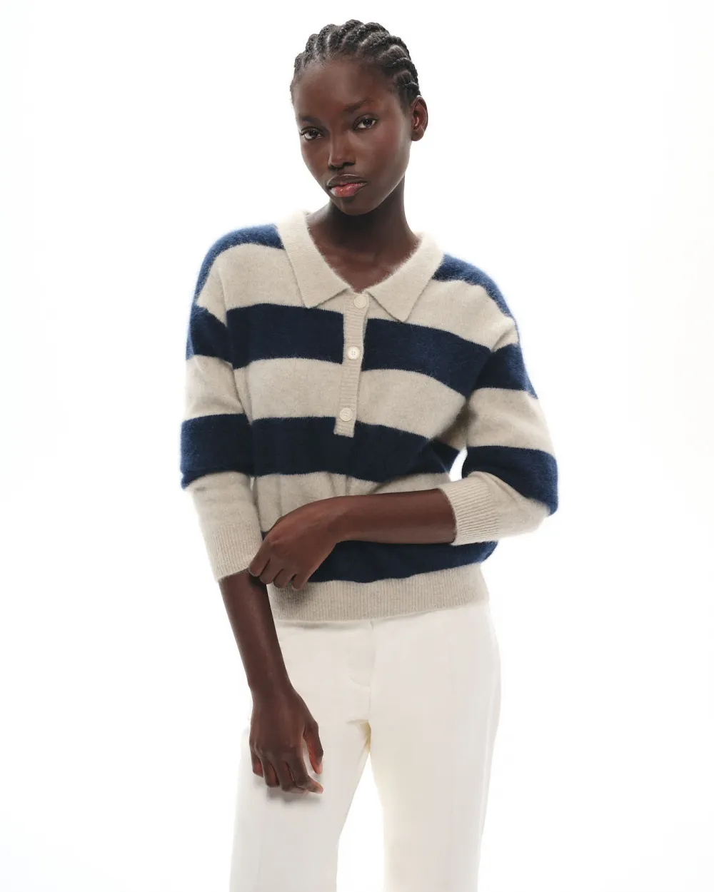 RACCOON KNIT POLO SHIRT ROBIN GREY NAVY