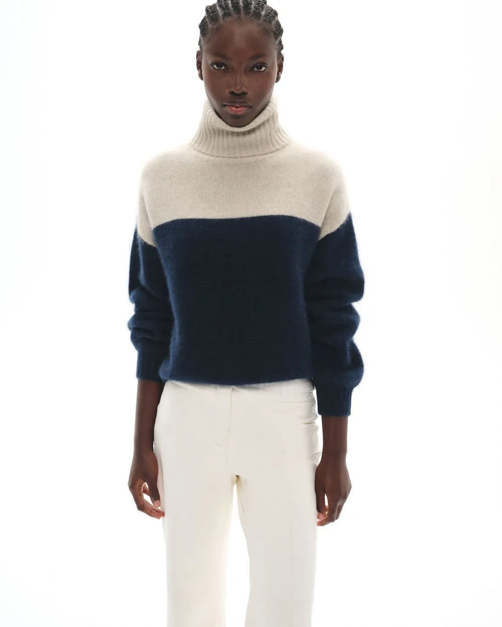 RACOON KNIT SWEATER SOLAL NAVY GREY