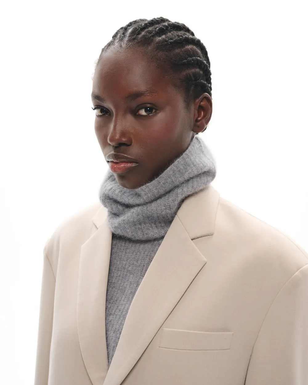 REMOVABLE RACCOON MESH COLLAR CASPER GREY