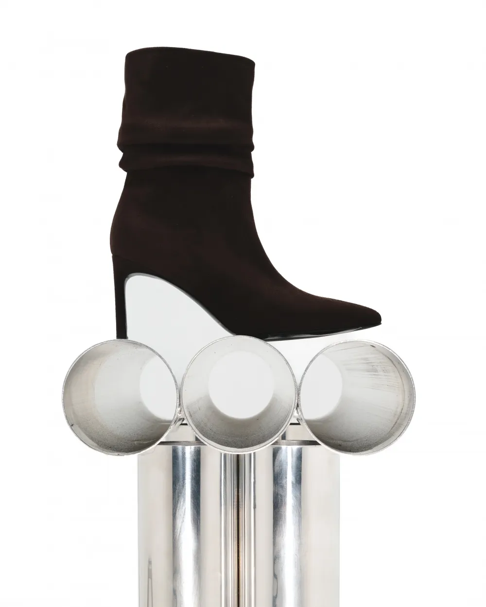 HIGH HEELED BOOTS WITH POINTED TOES ZAHA CHOCOLATE