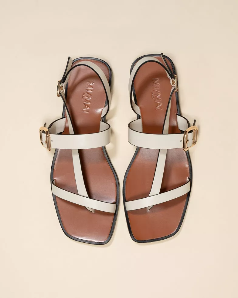 Twill White Flat Sandals