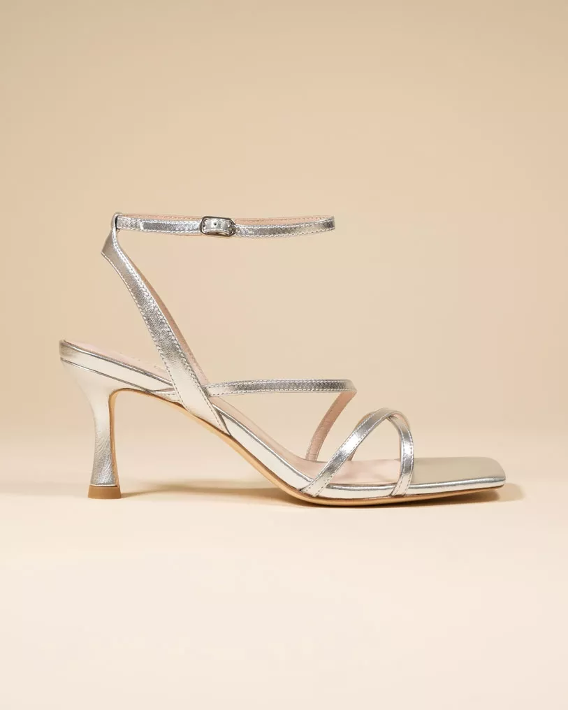 Venice Silver High-Heeled Strappy Sandals