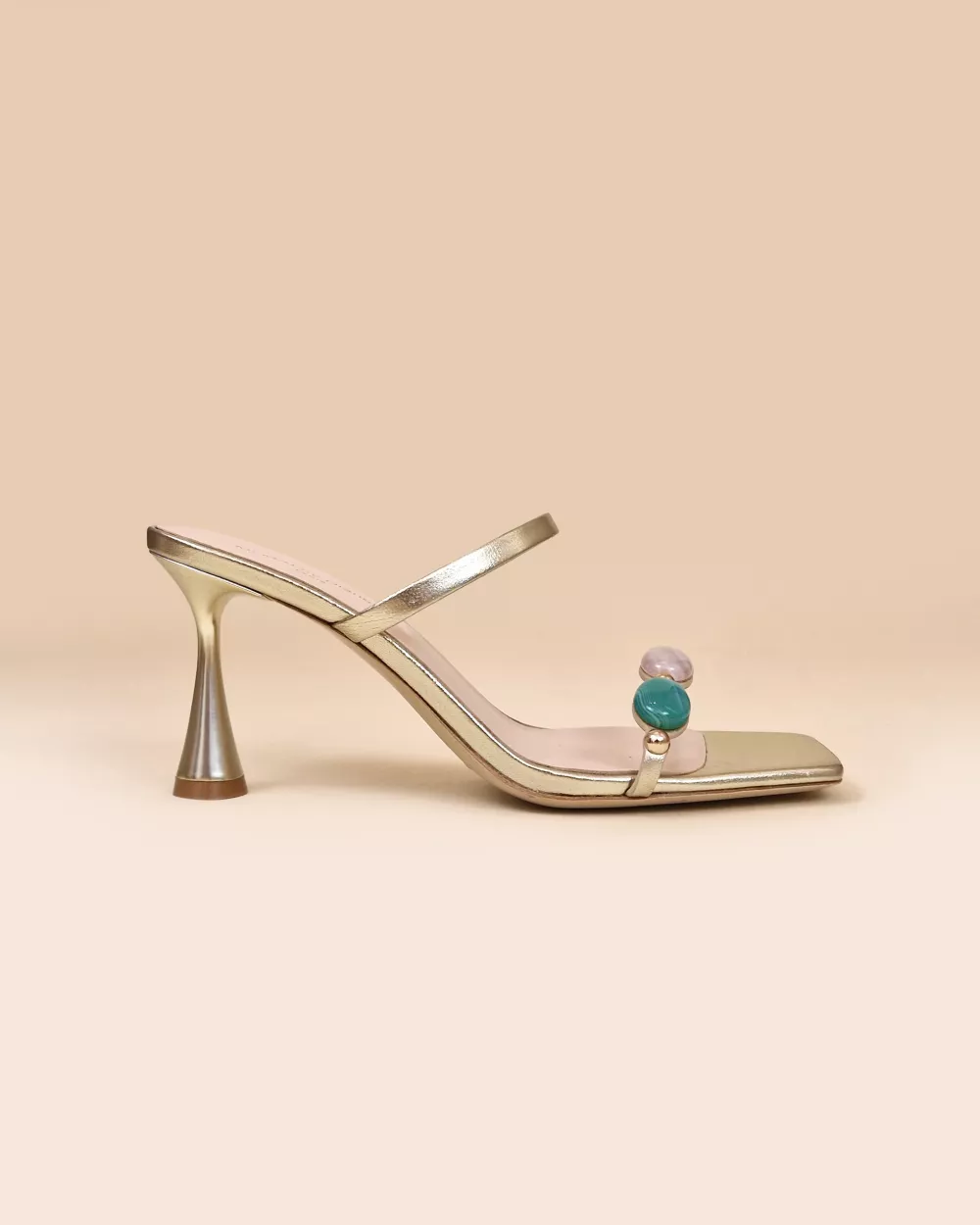 Naxos Gold Mules with Multicolored Cabochons