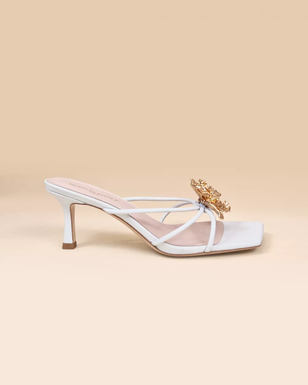 Thira White Strappy Mules with Interchangable Accessories