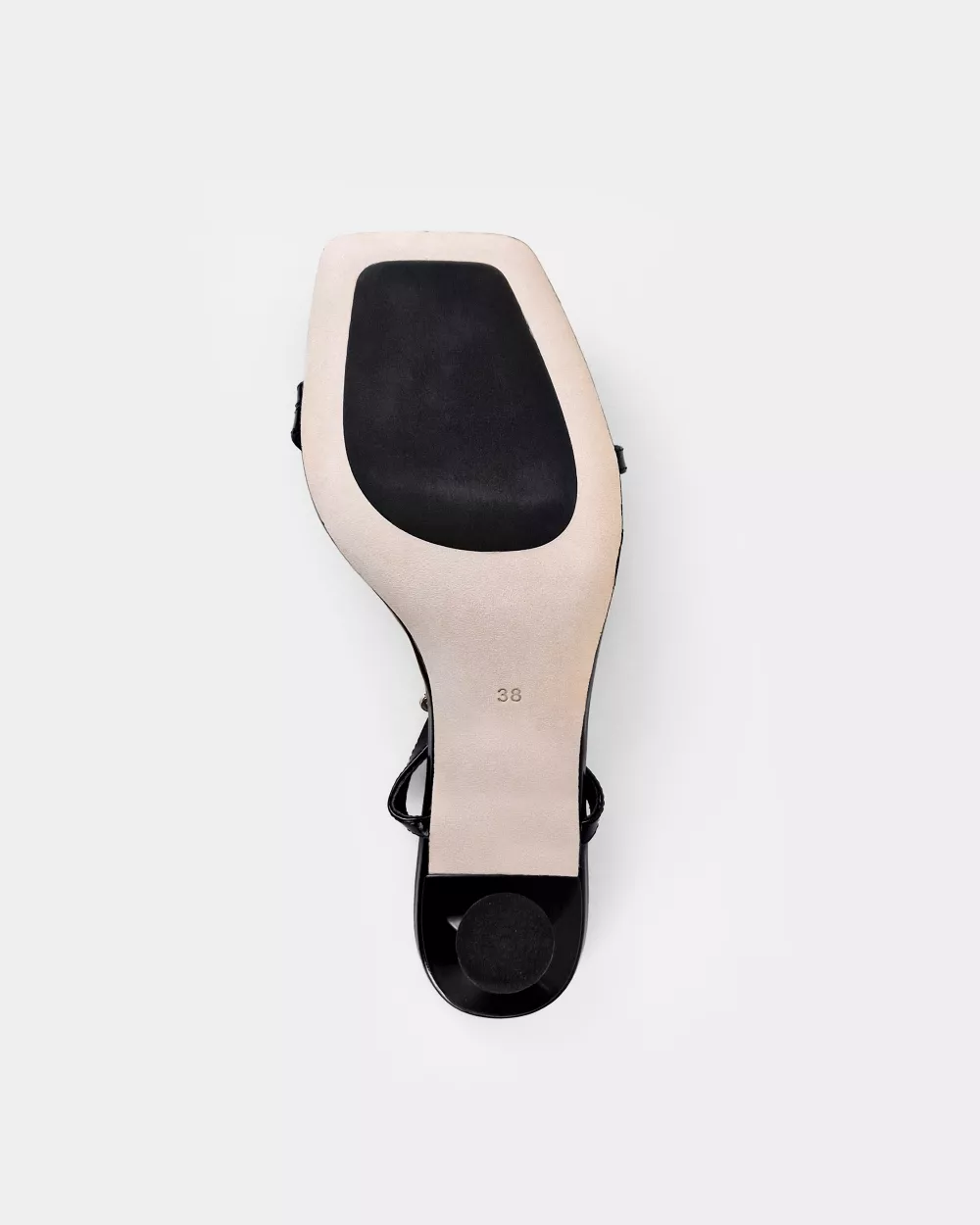 Strappy sandal with square toe in black leather Sally Black