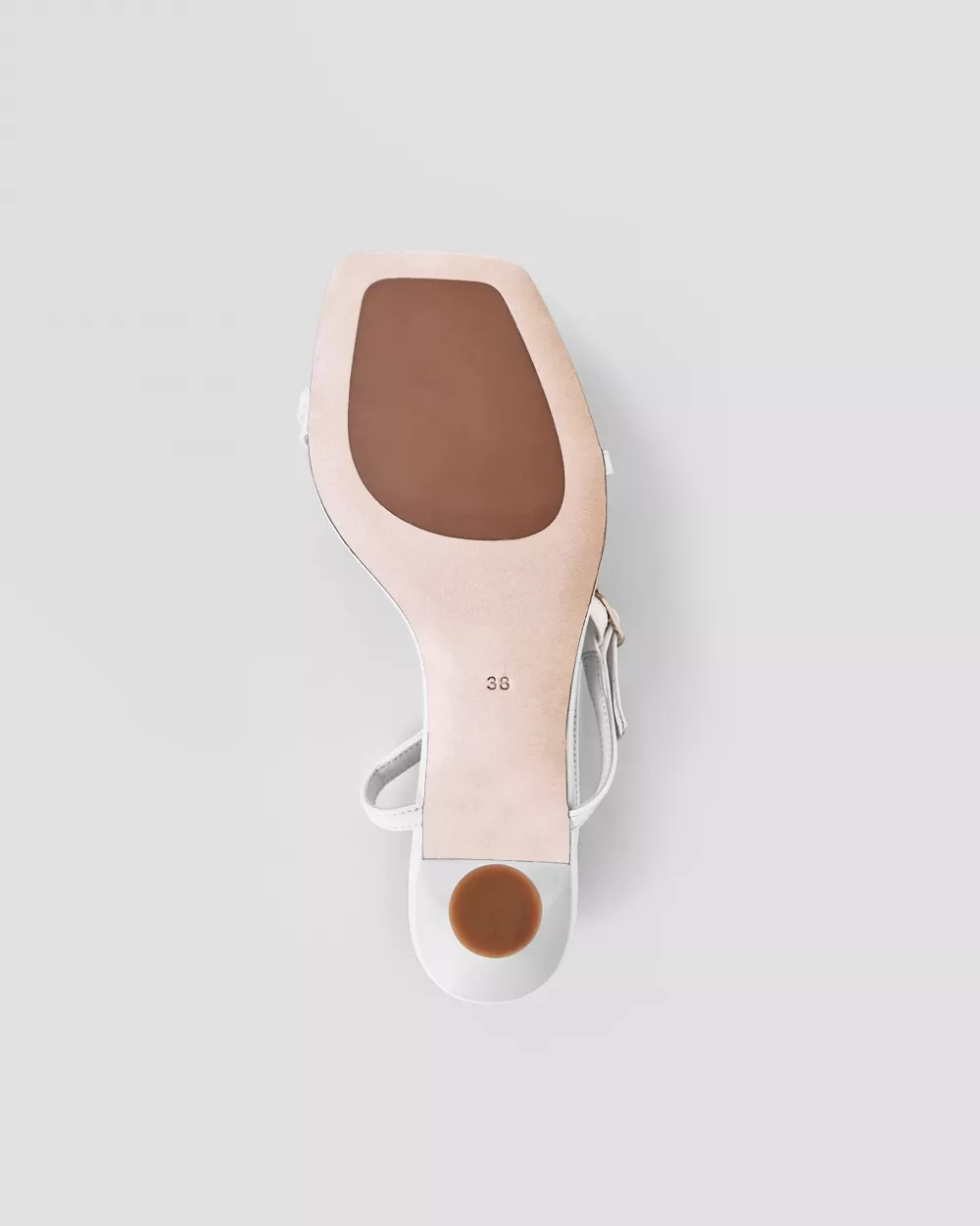 Strappy sandal with square toe in white leather Sally White