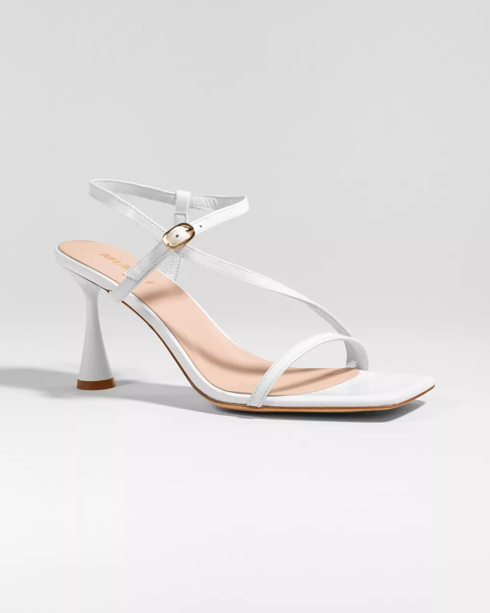 Strappy sandal with square toe in white leather Sally White