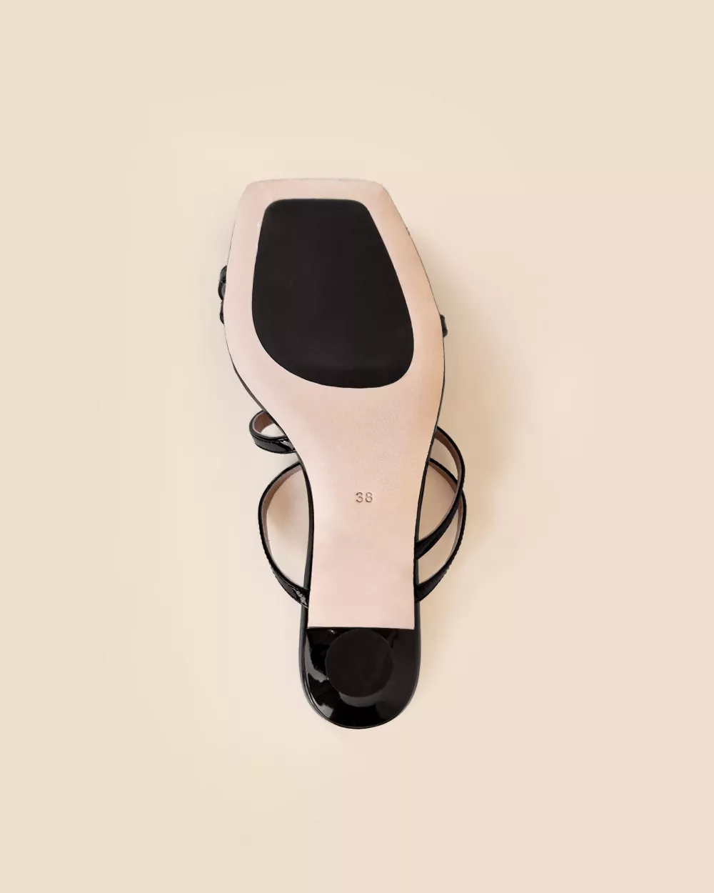 Leather strappy sandal with square toe Sorento Black Patent
