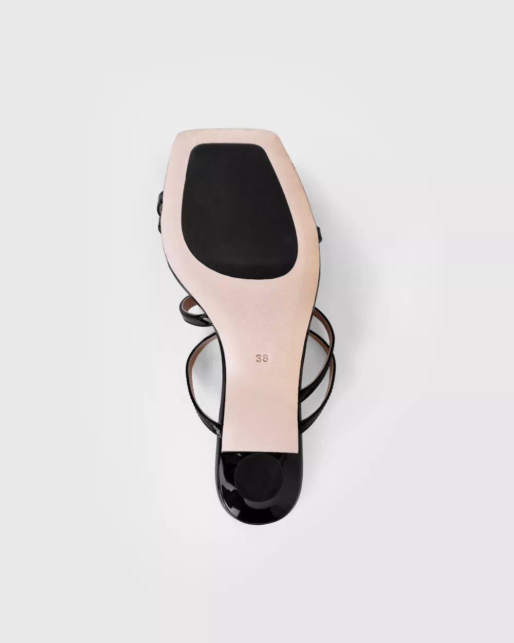 Leather strappy sandal with square toe Sorento Black Patent