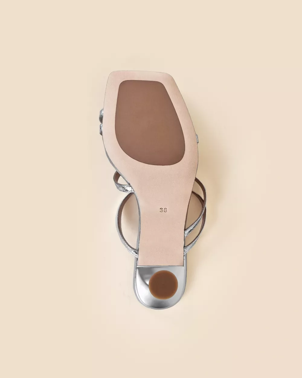 Leather sandal with strap and square toe Sorento Silver Snake