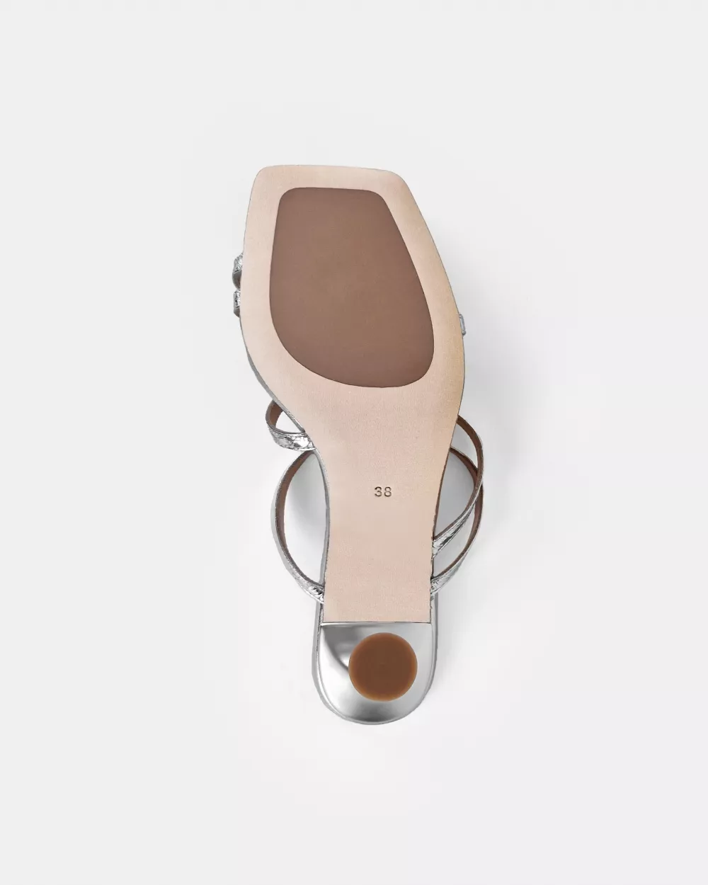 Leather sandal with strap and square toe Sorento Silver Snake