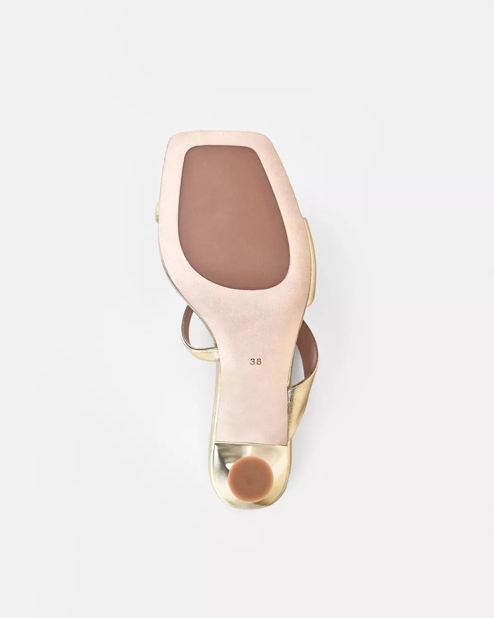 Mule sandal with high heel and square toe in gold leather Tara Gold Nappa