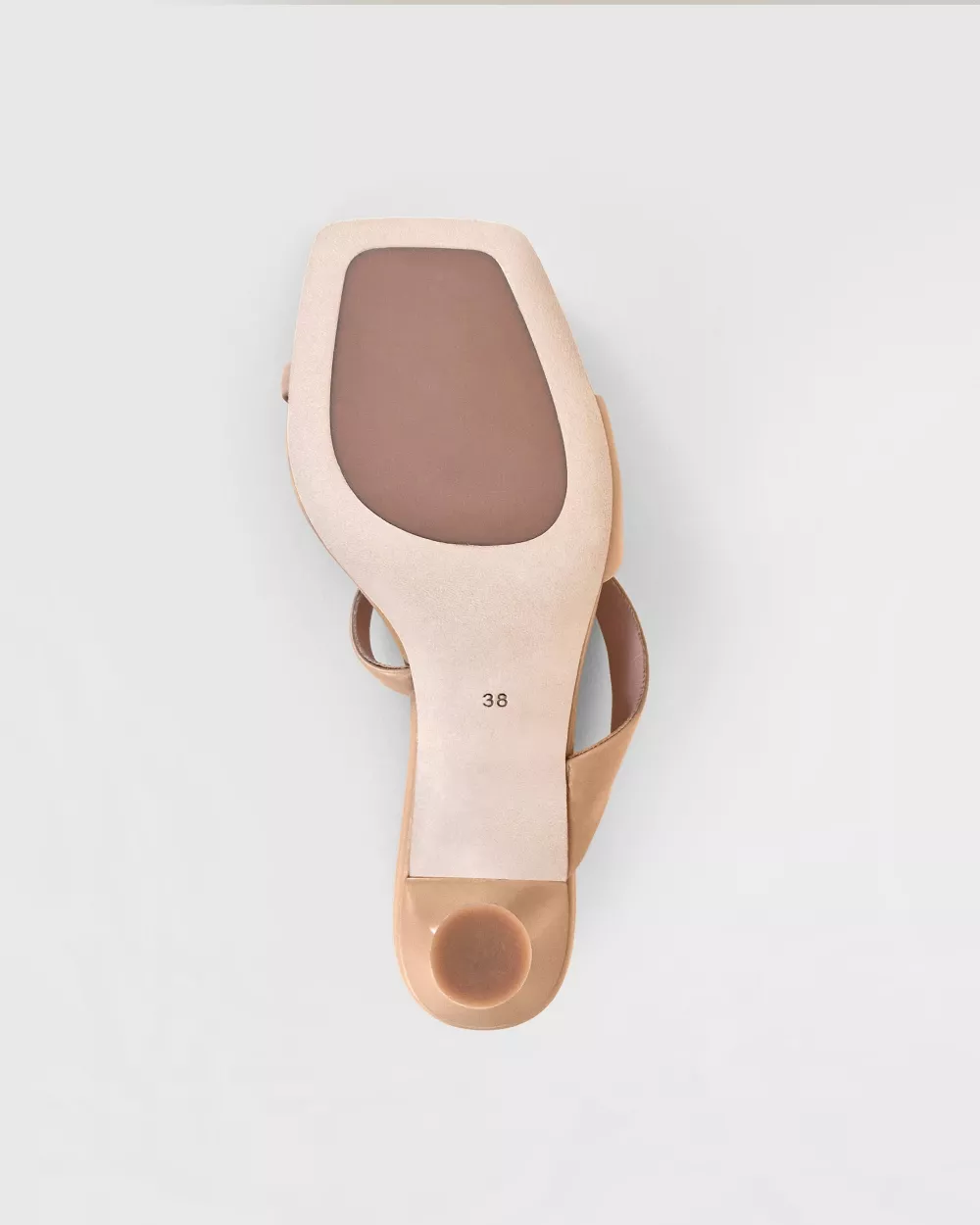 Beige leather mule sandal with high heel and square toe Tara Nude