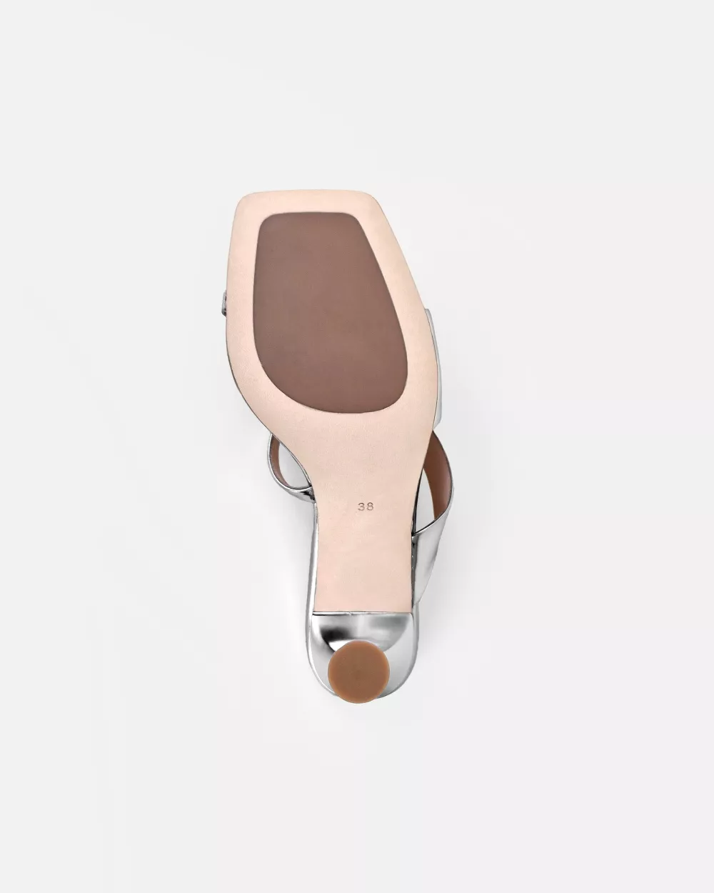 Mule sandal with high heel and square toe in silver-tone leather Tara Silver