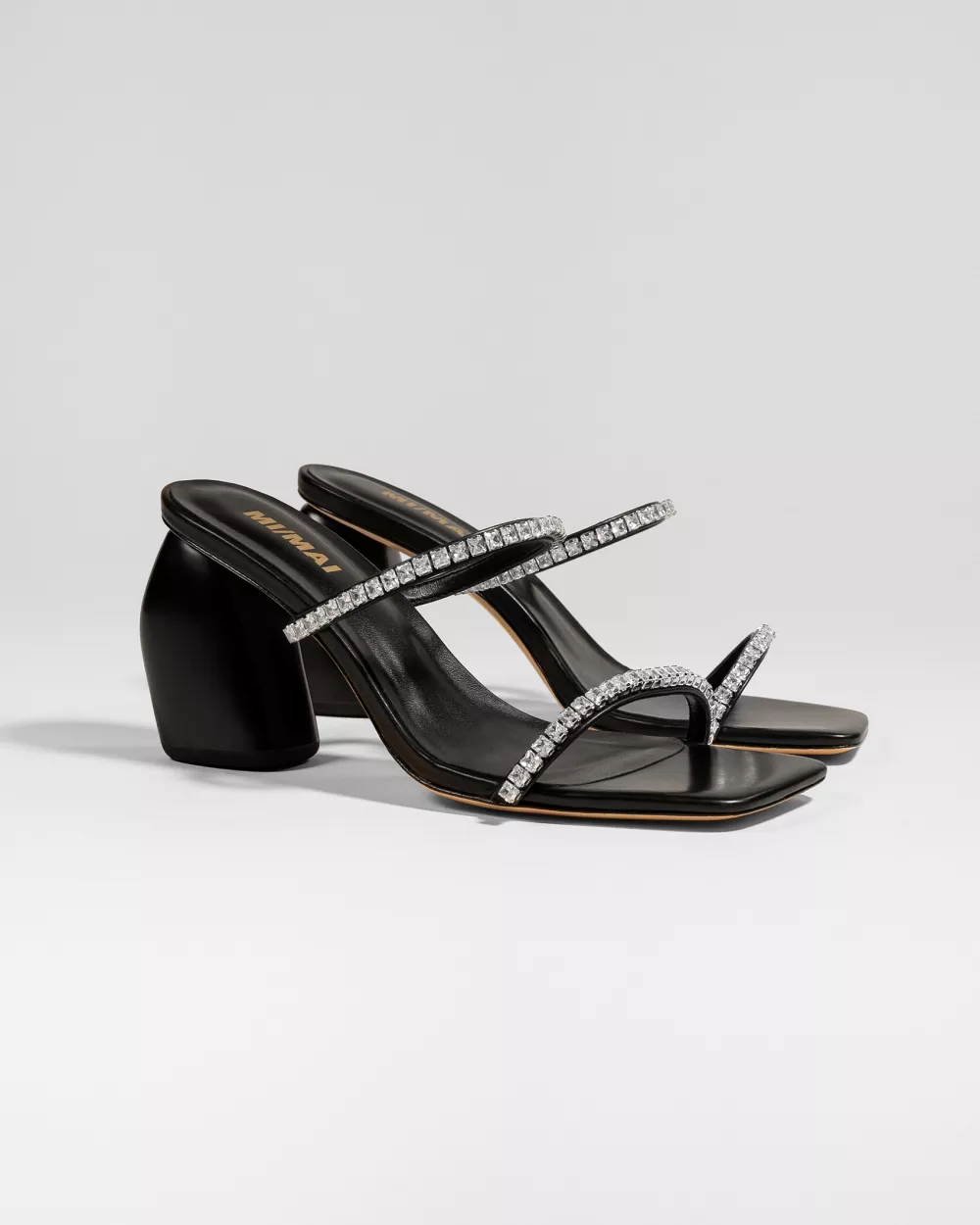 Sandale mule à talon et brides en strass Tilda High Black Crystals