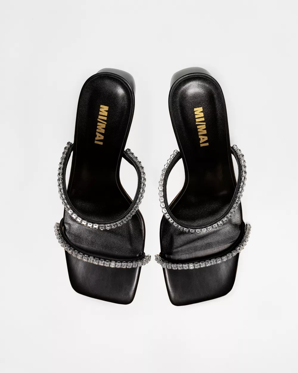 Sandale mule à talon et brides en strass Tilda High Black Crystals