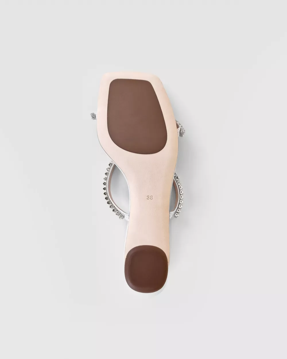 Sandale mule à petit talon et brides blanches en strass Tilda Low White Crystals