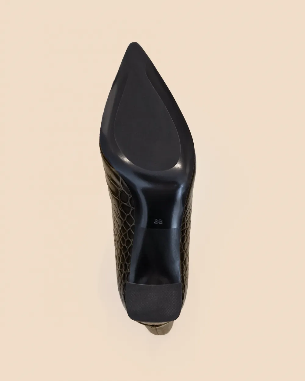 BLACK CROCODILE-STYLE BOOTS WITH HIGH BLOCK HEELS WASSILY BLACK CROC